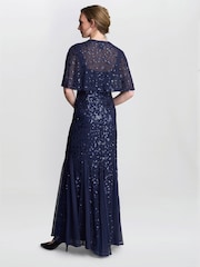 Gina Bacconi Blue Jordan Sequin Beaded Maxi Dress And Jacket - Image 4 of 5