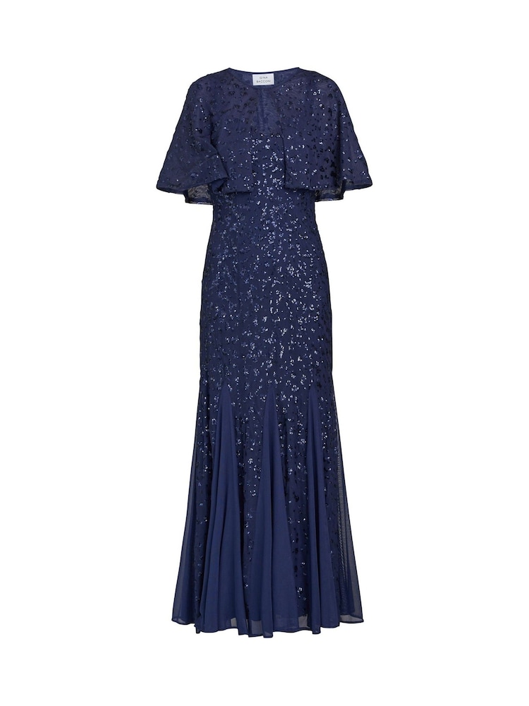 Gina Bacconi Blue Jordan Sequin Beaded Maxi Dress And Jacket - Image 5 of 5