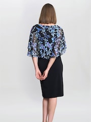 Gina Bacconi Jenny Floral Chiffon Overlay Black Dress - Image 2 of 5