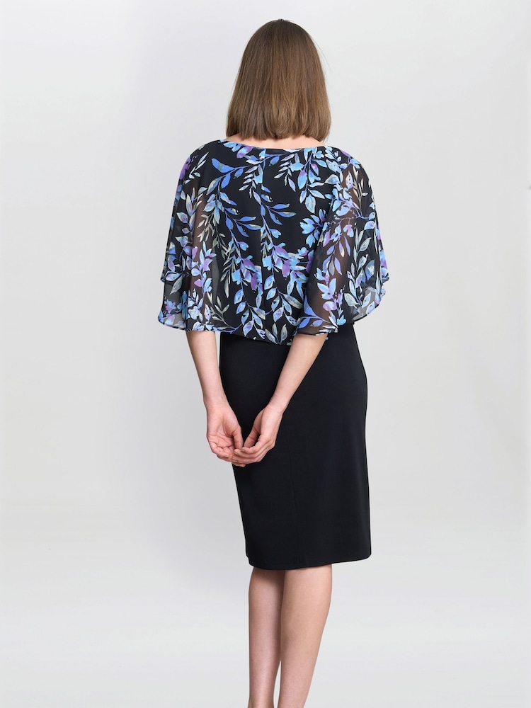 Gina Bacconi Jenny Floral Chiffon Overlay Black Dress - Image 2 of 5 Gina Bacconi Jenny Floral Chiffon Overlay Black Dress - Image 2 of 5