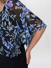 Gina Bacconi Jenny Floral Chiffon Overlay Black Dress - Image 4 of 5