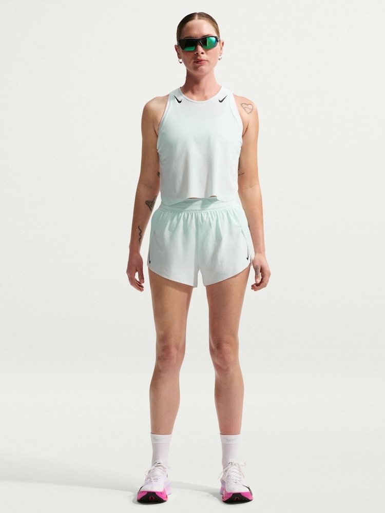 Nike Barely Green Aero Swift Dri-FIT ADV Mid-Rise Brief-Lined 3" Running Shorts - Image 4 of 4 Nike Barely Green Aero Swift Dri-FIT ADV Mid-Rise Brief-Lined 3" Running Shorts - Image 4 of 4