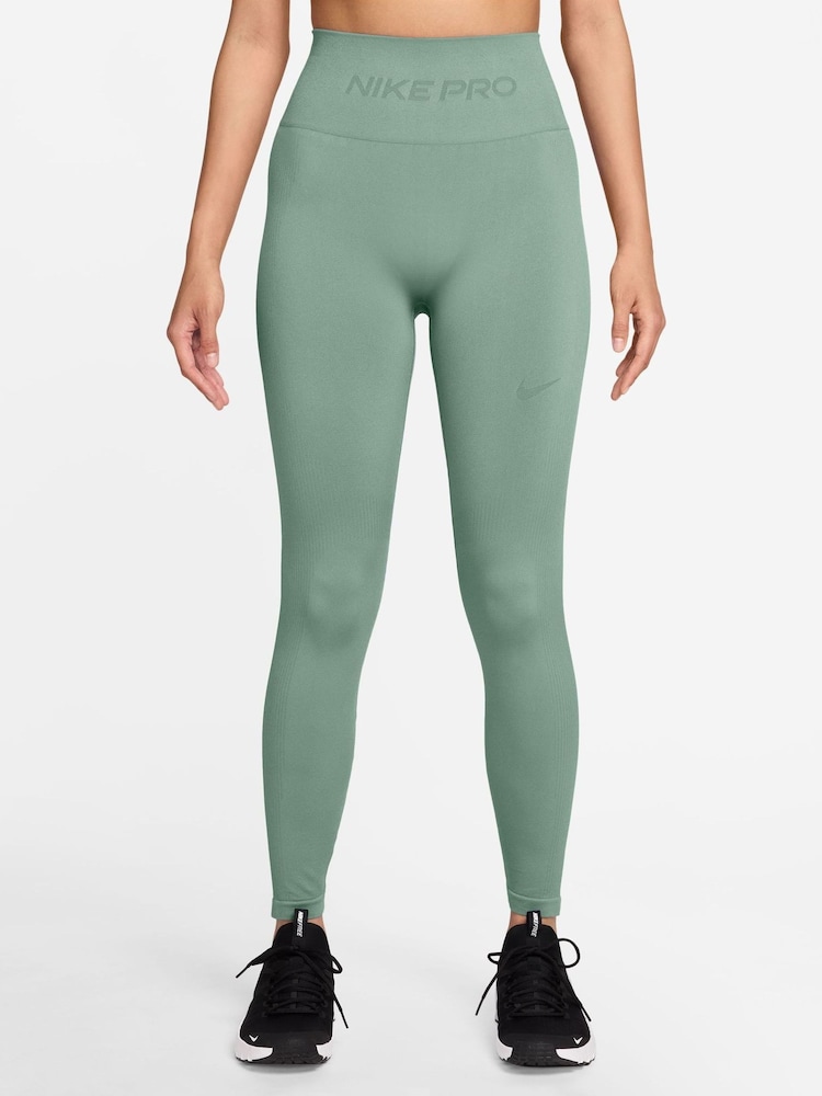 Nike Steam Green Pro Seamless High Waisted 7/8ths Leggings - Image 1 of 3