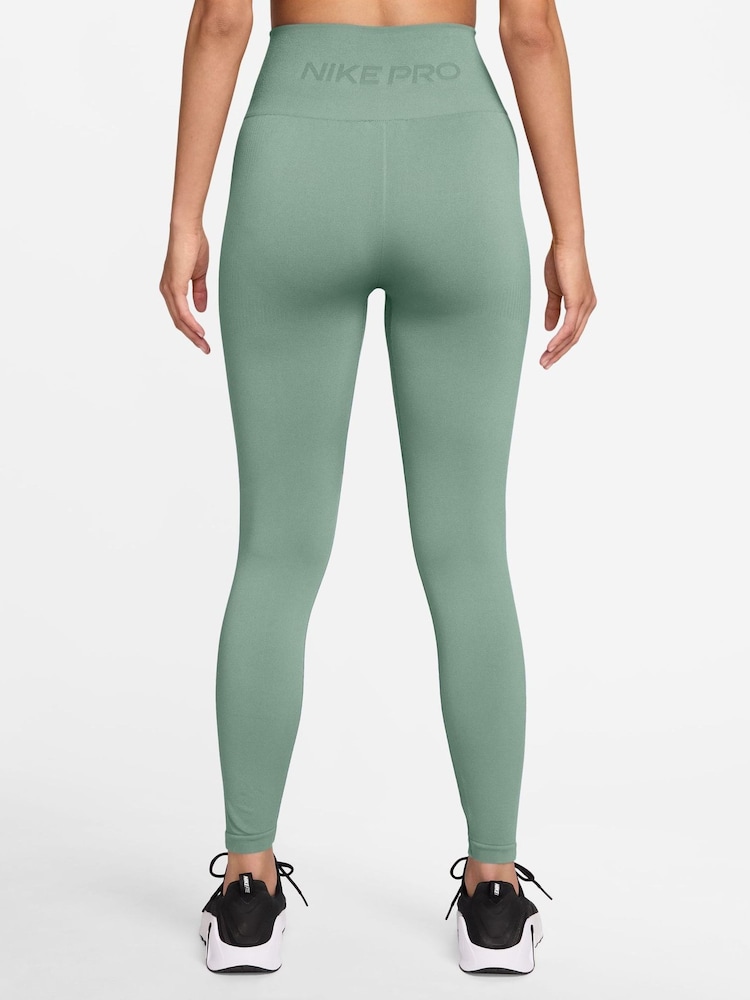 Nike Steam Green Pro Seamless High Waisted 7/8ths Leggings - Image 2 of 3