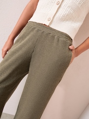Friends Like These Green Petite Cosy Ribbed Wide Leg Trousers - Image 3 of 4