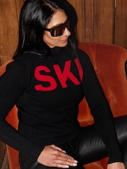Schwarz Chrom - The Little Tailor Ski Text Slim Fit Christmas Jumper - Bild 2 von 8