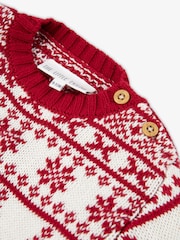 The Little Tailor Baby Cream Christmas Half Fairisle Cotton Jumper - Image 3 of 4