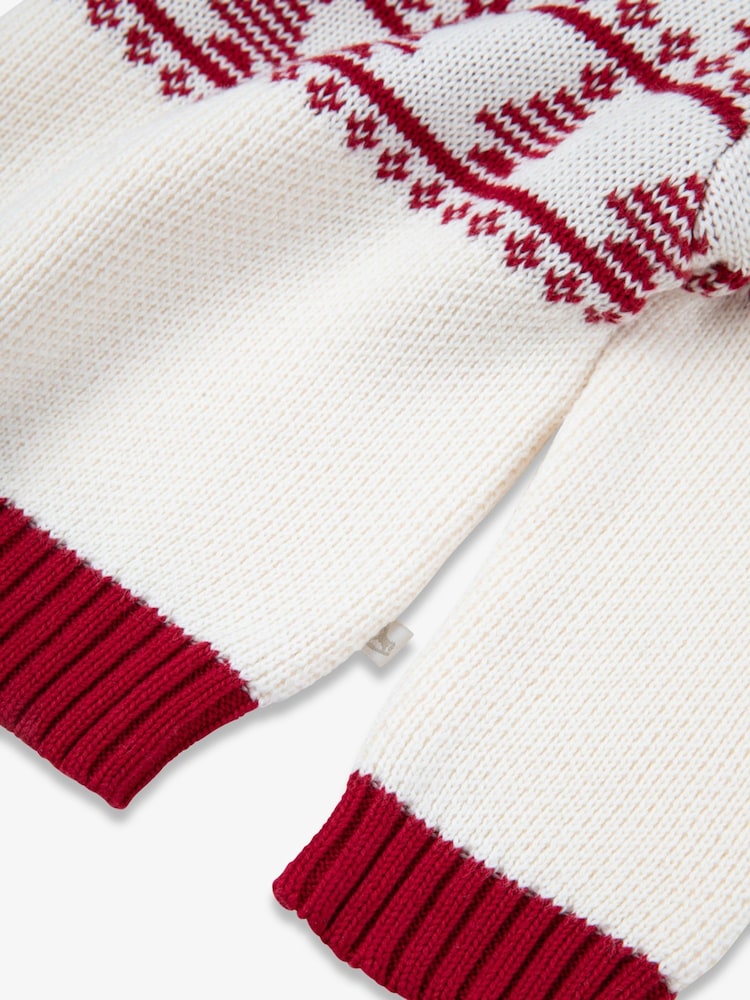 The Little Tailor Baby Cream Christmas Half Fairisle Cotton Jumper - Image 4 of 4 The Little Tailor Baby Cream Christmas Half Fairisle Cotton Jumper - Image 4 of 4