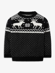 The Little Tailor Kids Christmas Reindeer Fairisle Pattern Jumper - Image 6 of 9