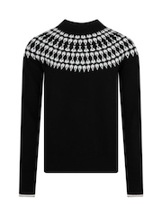 Schwarz - The Little Tailor Smart Fairisle Funnel Neck Knit Jumper - Bild 5 von 8