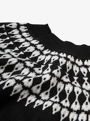 Schwarz - The Little Tailor Smart Fairisle Funnel Neck Knit Jumper - Bild 7 von 8