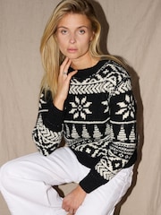 The Little Tailor Chunky Two Tone Fairisle Jumper - Image 4 of 6