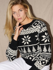 The Little Tailor Chunky Two Tone Fairisle Jumper - Image 5 of 6