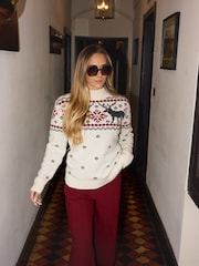 The Little Tailor Cream Festive Fairisle Funnel Neck Jumper - Image 1 of 5