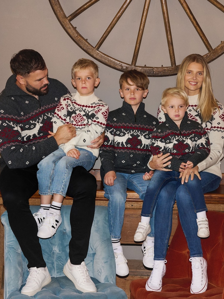 The Little Tailor Cream Festive Fairisle Funnel Neck Jumper - Image 5 of 5 The Little Tailor Cream Festive Fairisle Funnel Neck Jumper - Image 5 of 5