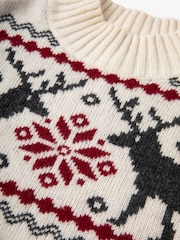 The Little Tailor Cream Festive Fairisle Funnel Neck Jumper - Bild 8 von 9