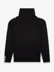The Little Tailor Kids Button Trim Luxury Knit Christmas Black Jumper - Image 5 of 7