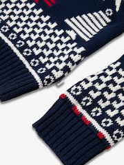 The Little Tailor Kids Blue Christmas Multicoloured Fairisle Cotton Jumper - Image 11 of 11
