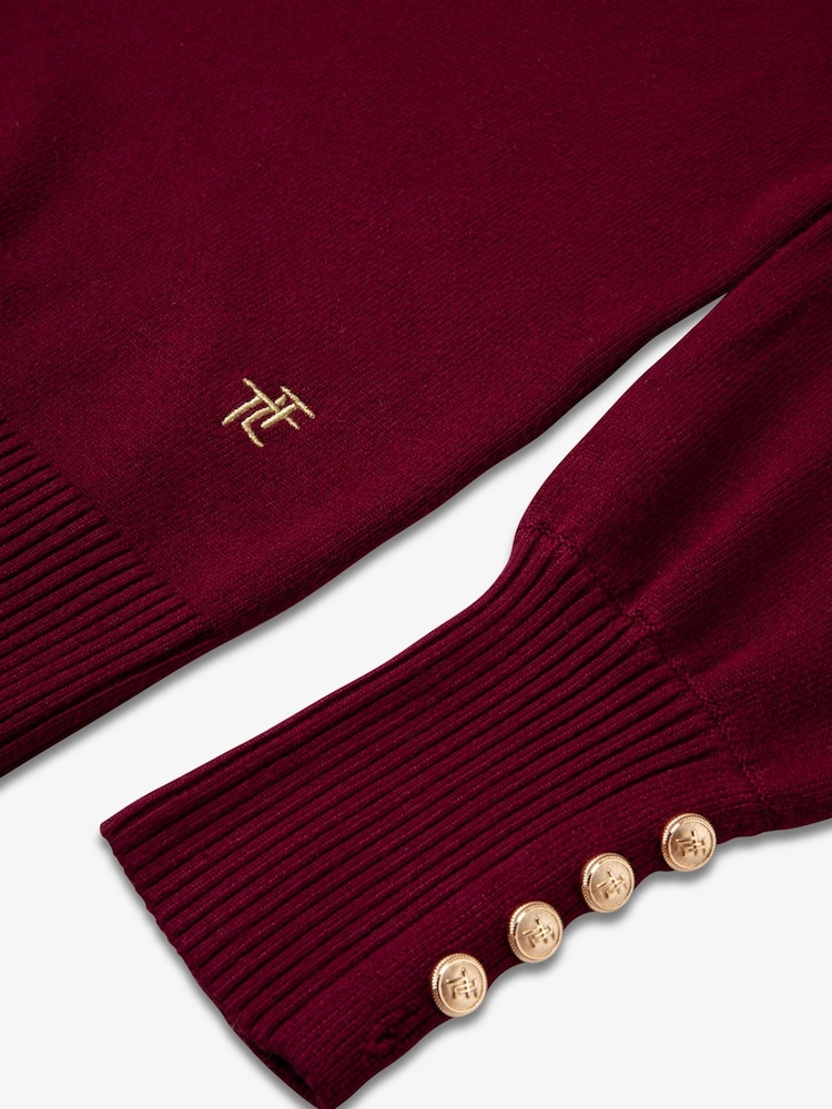 rdeča - The Little Tailor Button Trim Luxury Knit božič pulover - Slika 9 iz 9