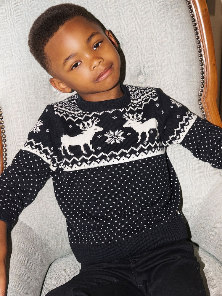 Baby Christmas Reindeer Fairisle Jumper - Image 1 of 5