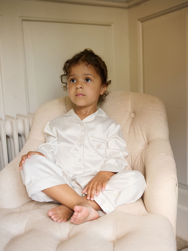 The Little Tailor Kids Satin Button Through Pyjamas - Image 1 of 3 The Little Tailor Kids Satin Button Through Pyjamas - Image 1 of 3