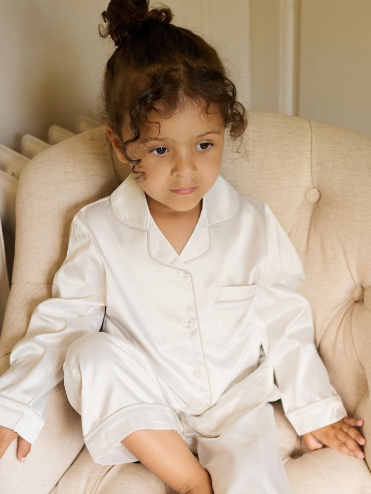 The Little Tailor Kids Satin Button Through Pyjamas - Image 2 of 3