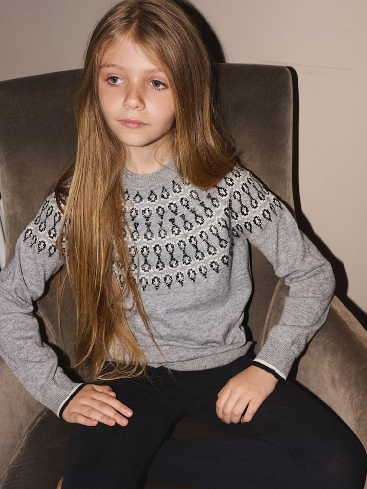 The Little Tailor Kids Smart Fairisle Knit Crew Neck Jumper - Image 2 of 5 The Little Tailor Kids Smart Fairisle Knit Crew Neck Jumper - Image 2 of 5