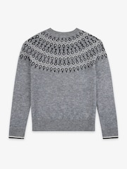 Grau - The Little Tailor Kids Smart Fairisle Knit Crew Neck Jumper - Bild 7 von 10
