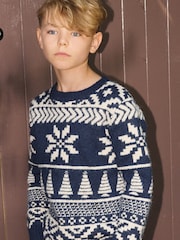 The Little Tailor Kids Chunky Two Tone Fairisle Jumper - Image 1 of 6