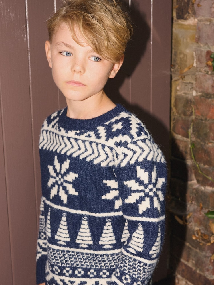 The Little Tailor Kids Chunky Two Tone Fairisle Jumper - Image 2 of 6 The Little Tailor Kids Chunky Two Tone Fairisle Jumper - Image 2 of 6
