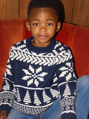 The Little Tailor Kids Chunky Two Tone Fairisle Jumper - Image 3 of 6