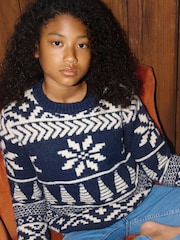 The Little Tailor Kids Chunky Two Tone Fairisle Jumper - Image 4 of 6