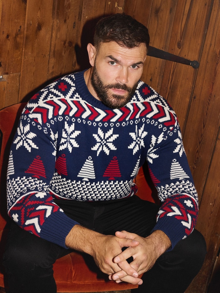 The Little Tailor Blue Christmas Multicoloured Fairisle Cotton Jumper - Image 2 of 4 The Little Tailor Blue Christmas Multicoloured Fairisle Cotton Jumper - Image 2 of 4