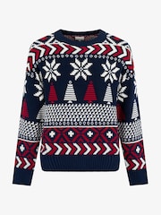 The Little Tailor Blue Christmas Multicoloured Fairisle Cotton Jumper - Bild 5 von 8
