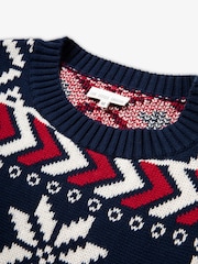 The Little Tailor Blue Christmas Multicoloured Fairisle Cotton Jumper - Bild 7 von 8