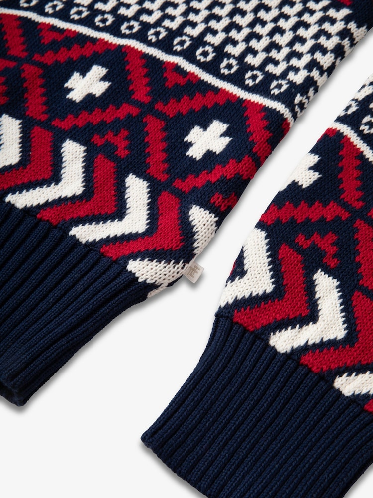 The Little Tailor Blue Christmas Multicoloured Fairisle Cotton Jumper - Bild 8 von 8
