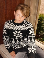 The Little Tailor Kids Chunky Two Tone Fairisle Jumper - Image 1 of 7