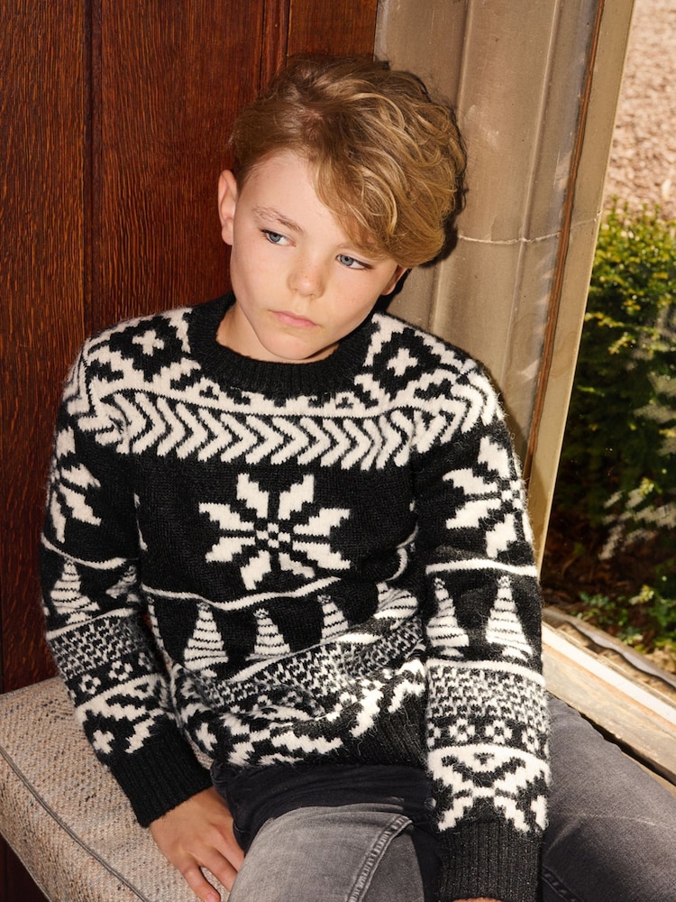 The Little Tailor Kids Chunky Two Tone Fairisle Jumper - Image 1 of 7 The Little Tailor Kids Chunky Two Tone Fairisle Jumper - Image 1 of 7