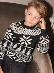 The Little Tailor Kids Chunky Two Tone Fairisle Jumper - Image 2 of 7