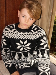 The Little Tailor Kids Chunky Two Tone Fairisle Jumper - Image 4 of 7