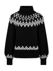črna - The Little Tailor Diamond Fairisle Knitted Christmas Jumper - Slika 5 iz 7