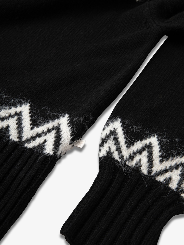 črna - The Little Tailor Diamond Fairisle Knitted Christmas Jumper - Slika 7 iz 7