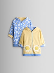 JoJo Maman Bébé Yellow Daisy Pretty Appliqué Reversible Hoodie - Image 1 of 10