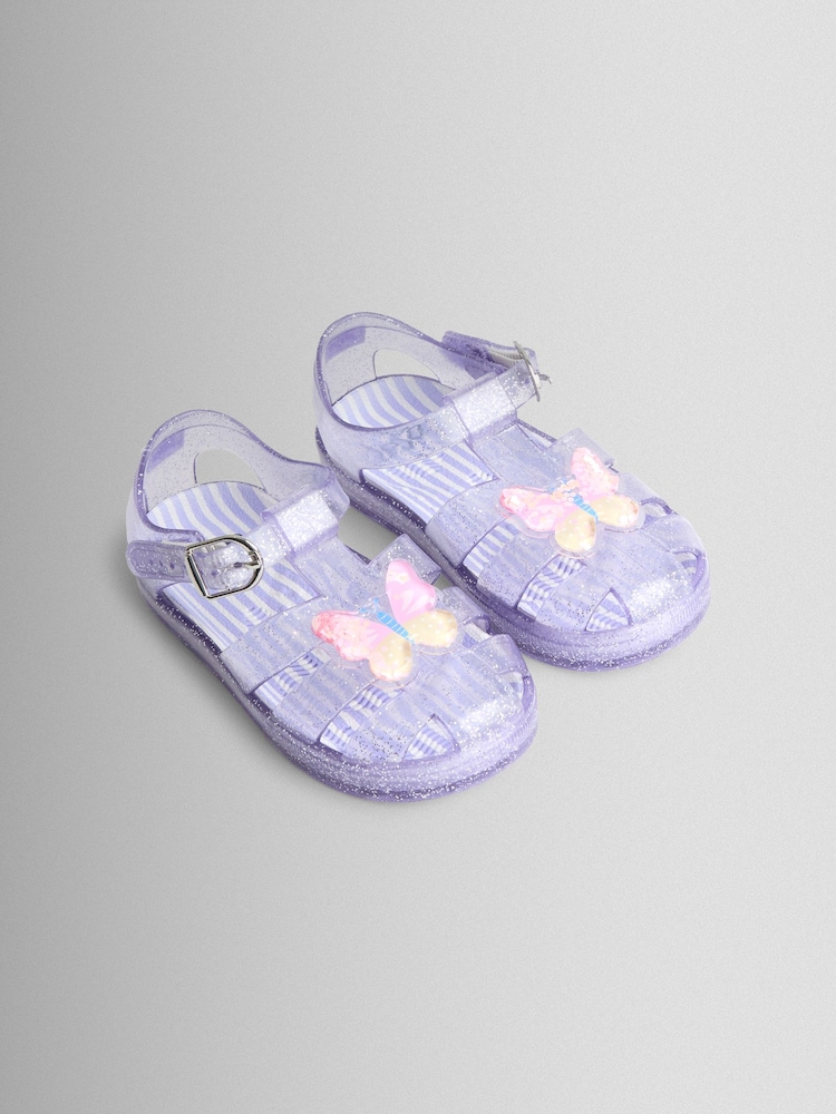 JoJo Maman Bébé Purple Butterfly 3D Jelly Sandals - Image 1 of 5