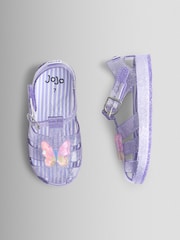 JoJo Maman Bébé Purple Butterfly 3D Jelly Sandals - Image 3 of 5
