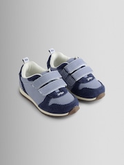 JoJo Maman Bébé Navy Stripe Riptape Trainer - Image 1 of 4