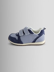 JoJo Maman Bébé Navy Stripe Riptape Trainer - Image 2 of 4