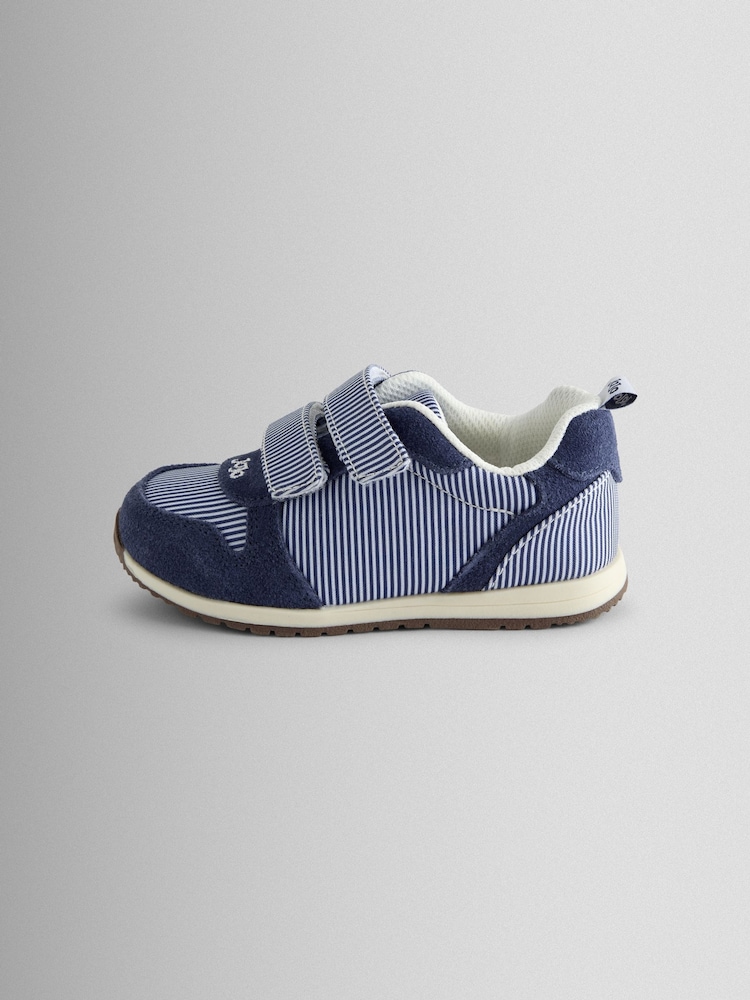 JoJo Maman Bébé Navy Stripe Riptape Trainer - Image 2 of 4