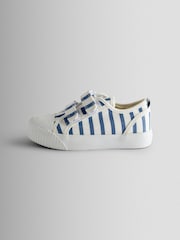 JoJo Maman Bébé Navy Stripe Double Strap Canvas Pumps - Image 4 of 4