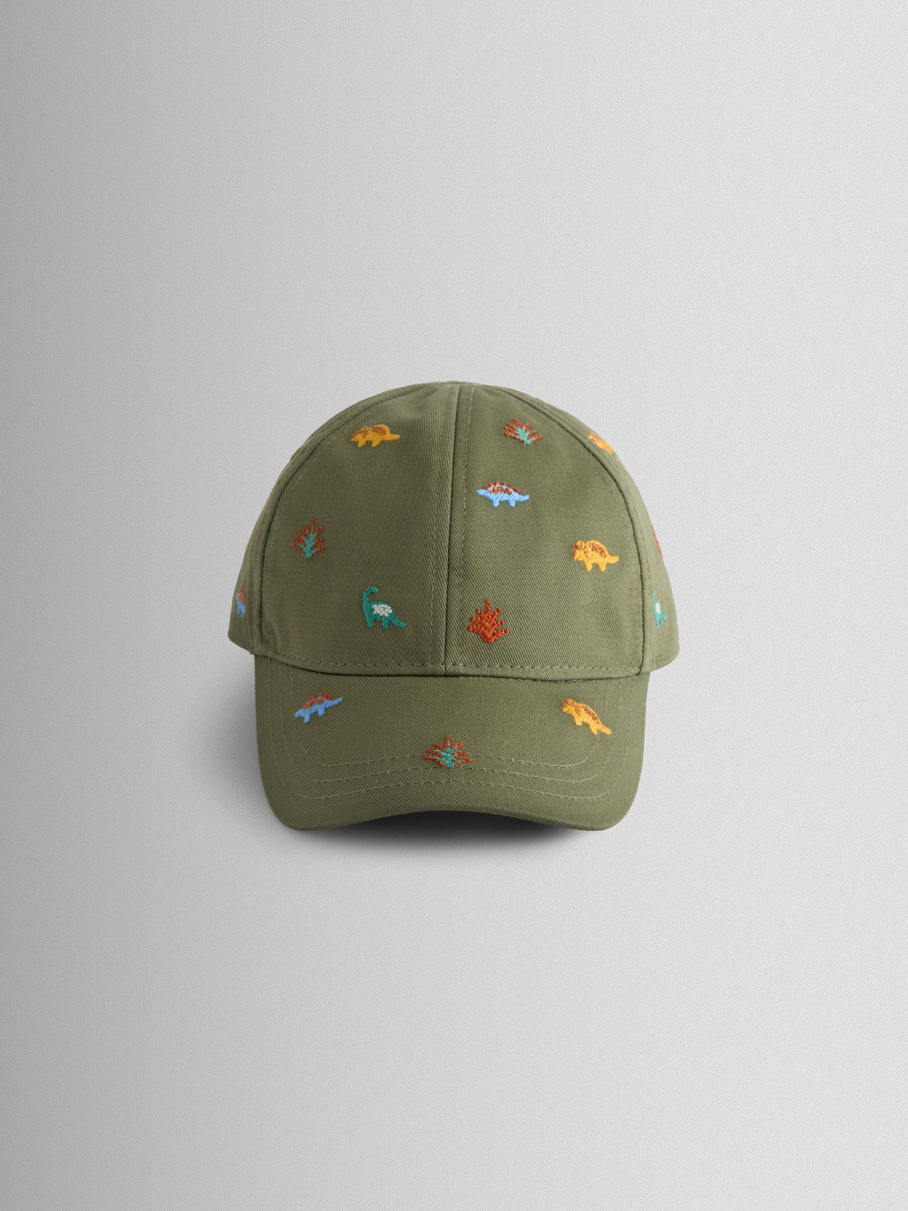 Jojo Maman Bébé Green Khaki Dinosaur Embroidered Cap